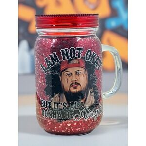 Jelly Roll Snowglobe Tumbler: 20oz Mason Jar with Handle